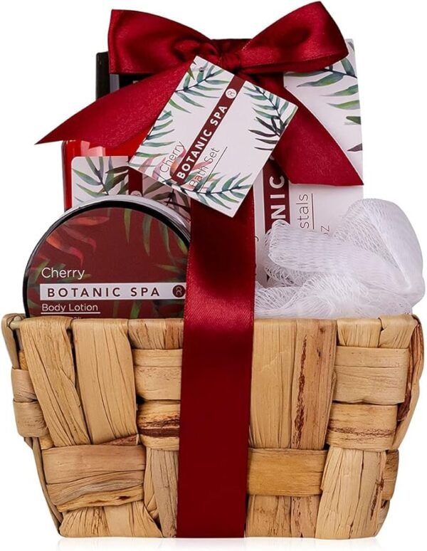 coffret bien-être anniversaire set de soins 4 pièces avec gel douche, sel de bain, lotion pour le corps & éponge filet