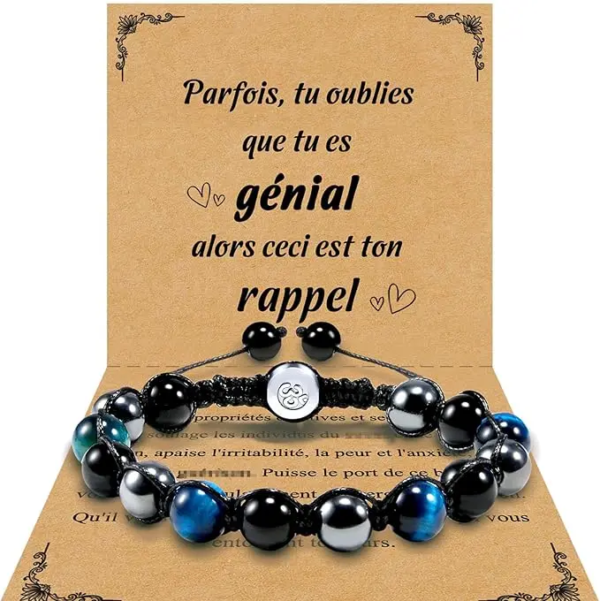 VGWON Bracelet Noir Bleu Hématite