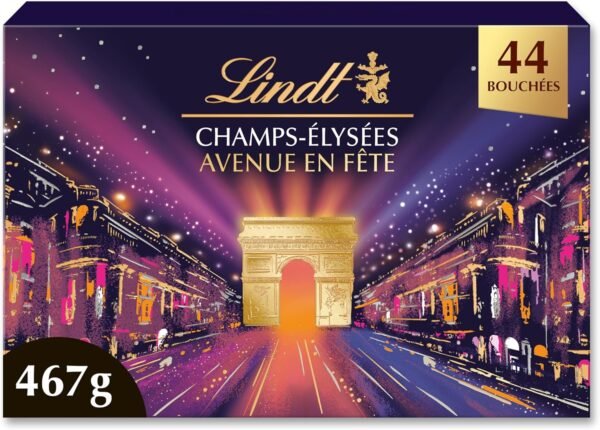 Lindt - Boîte CHAMPS-ÉLYSÉES Édition Avenue en Fête - Assortiment de Chocolats au Lait, Noirs et Blancs