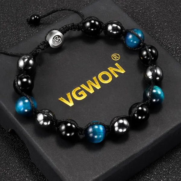 VGWON Bracelet Noir Bleu Hématite
